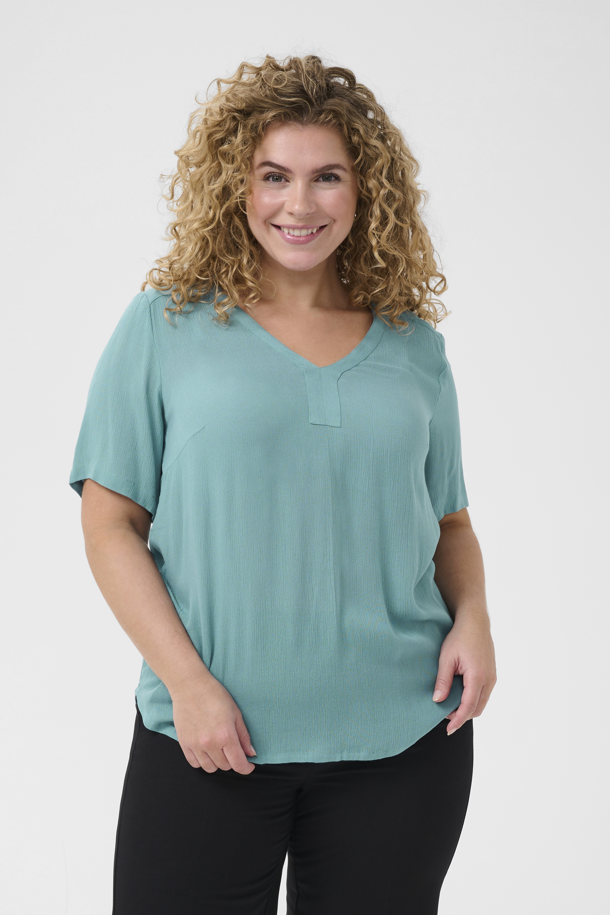 Kaffe Curve KCami Bluse - Blå - Str 42 - Damer