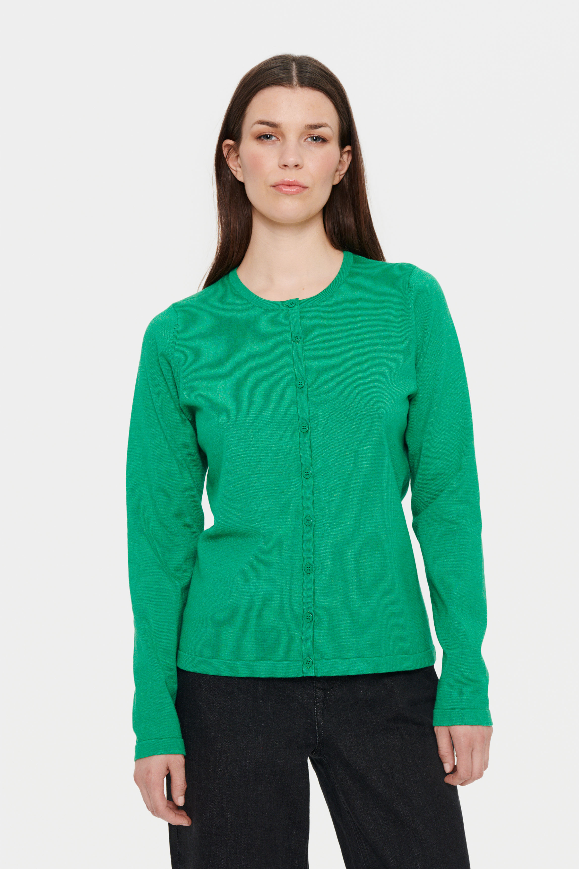 Saint Tropez MilaSZ R-Neck Cardigan - Grön - str XS för Dam
