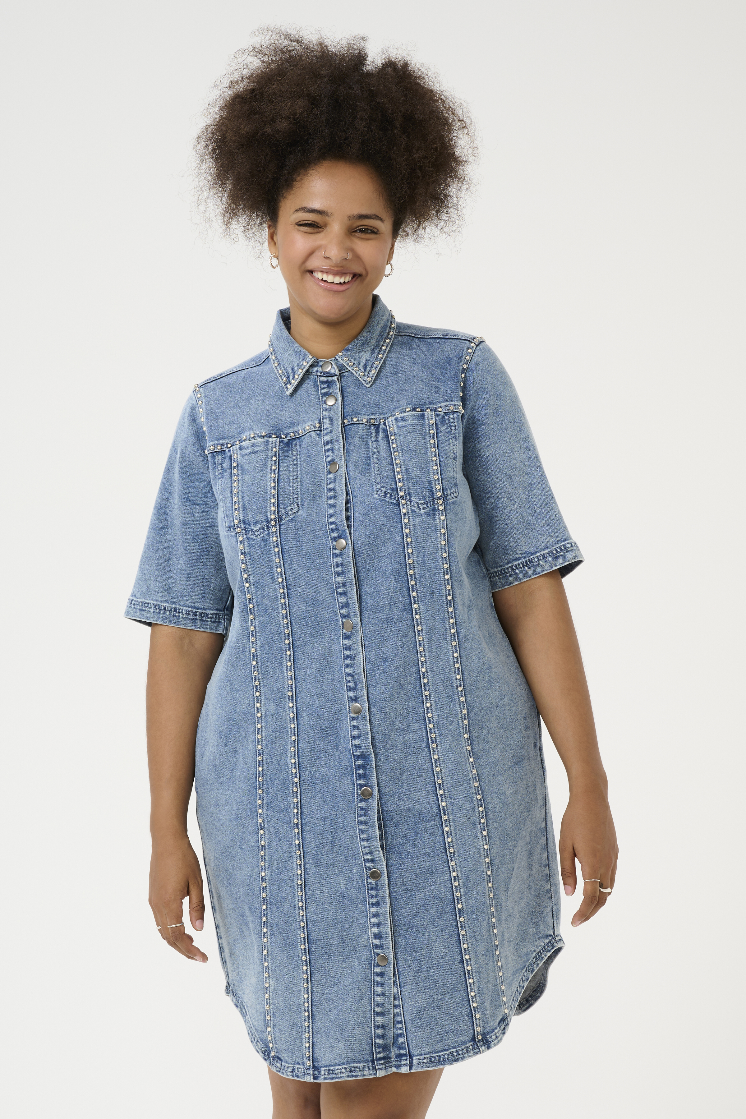 Kaffe Curve KCdarina Jurk - Blauw - grootte 54 vor Vrouwen
